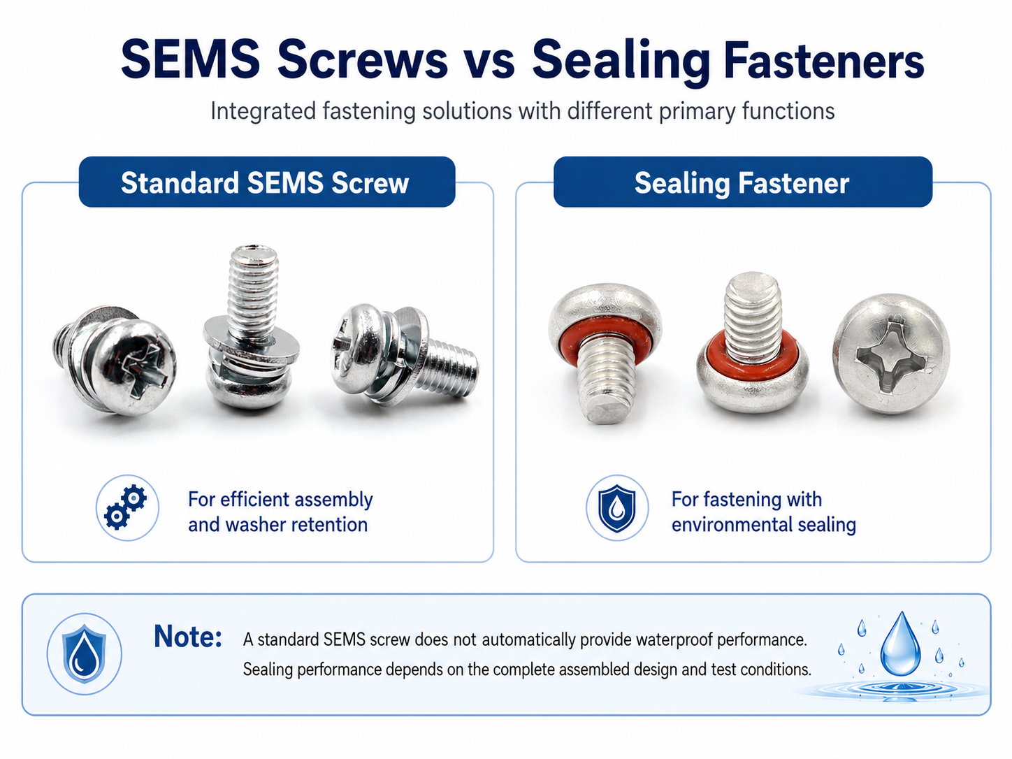 sealing screw vs sems screw